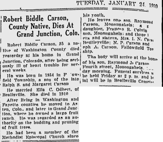 Robert Biddle Carson obituary